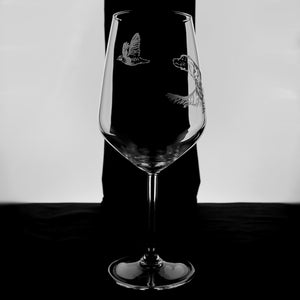 SETTER Y PERDIZ - Copa Vino Caza y + grabados en vidrio