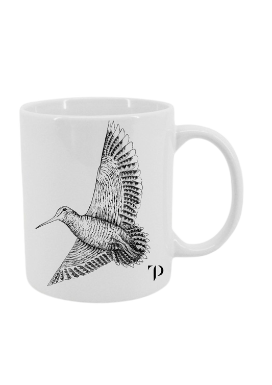 Becada Volando de Frente B/N - Taza