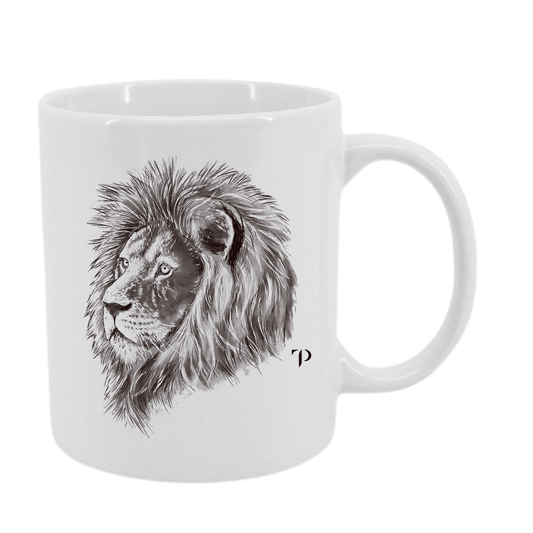 León B/N - Taza