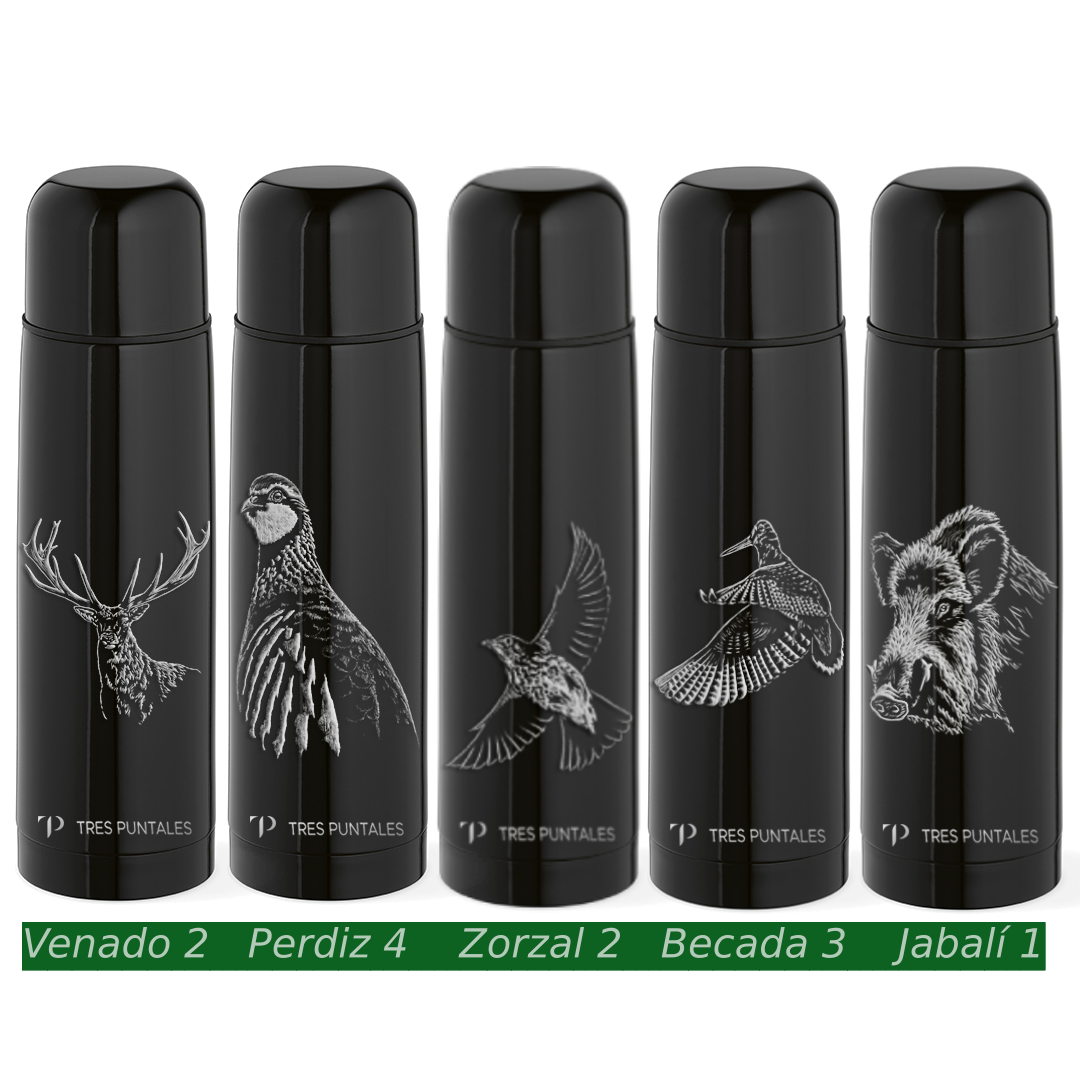 BOTELLA/TERMO +  TAZA + CAJA MADERA (diseños a elegir)