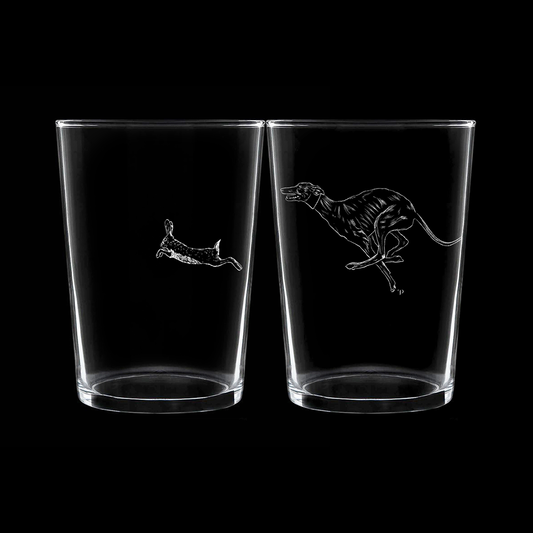 Galgo y Liebre - Vaso ancho de vidrio