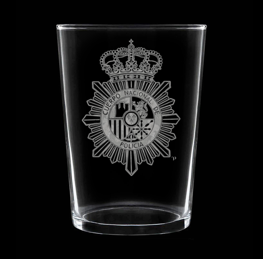 Escudo Policía Nacional - Vaso ancho de vidrio