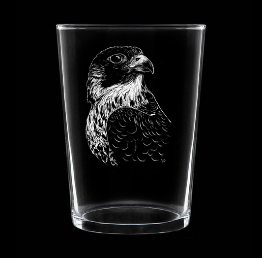 Halcón Peregrino - Vaso ancho de vidrio