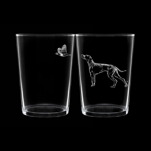 Pointer y Perdiz - Vaso ancho de vidrio
