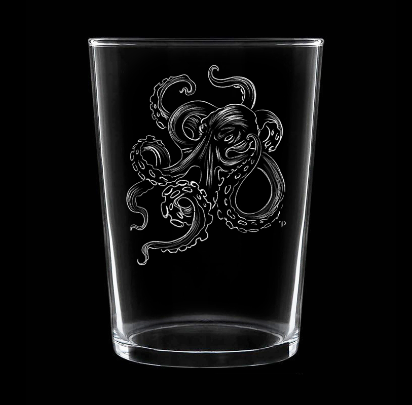 Pulpo - Vaso ancho de vidrio