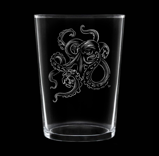Pulpo - Vaso ancho de vidrio