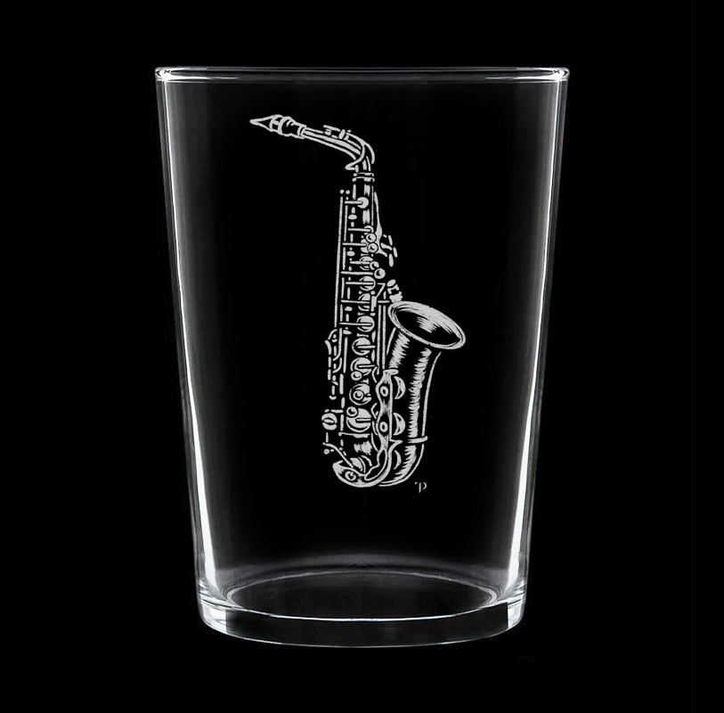 Saxofón - Vaso ancho de vidrio