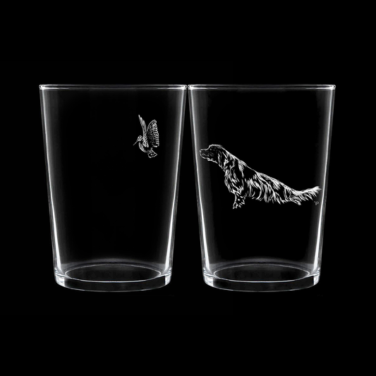 Setter y Becada - Vaso ancho de vidrio