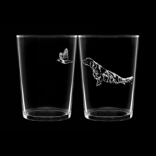 Setter y Perdiz - Vaso ancho de vidrio