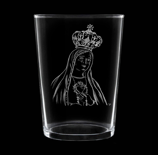 Virgen de Fátima - Vaso ancho de vidrio