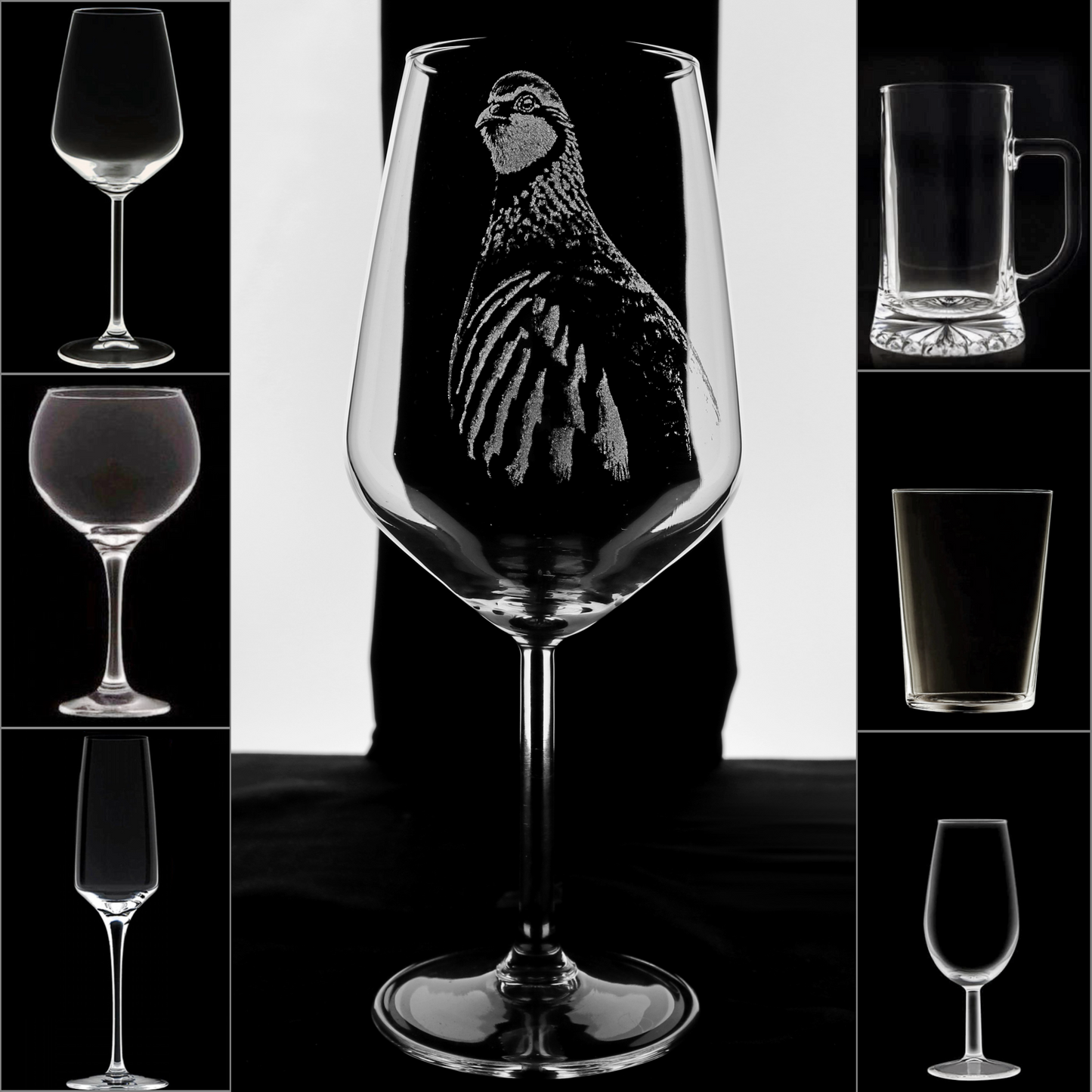Perdiz 4 - Copa Vino Caza y + Grabados en Vidrio